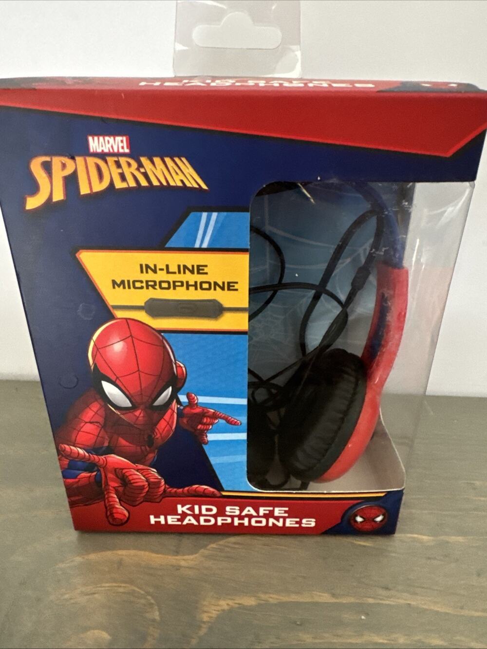 MARVEL Spiderman Kid Safe Headphones Volume Limiting Age 6+ In Line Microphone
